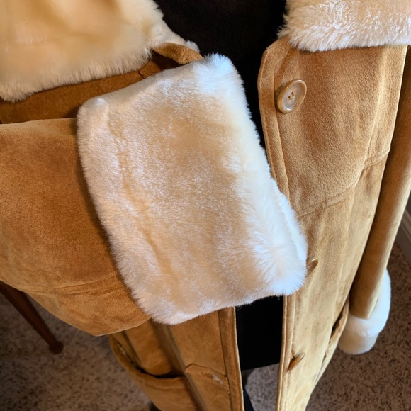 Dennis By Basso 100% Suede Leather Camel Coat Size Medium - Picture 6 of 14